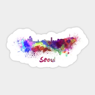 Seoul skyline in watercolor Sticker